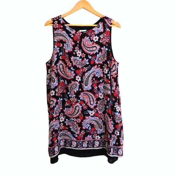 J. Jill Sleeveless Paisley Print Split Back Layered Long Tunic Top Size L - Picture 2 of 6
